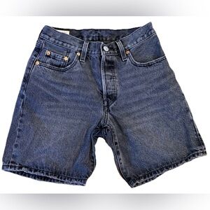 Levi’s Premium 501 Original Big E Button Fly Denim Shorts W24 Washed Black EUC